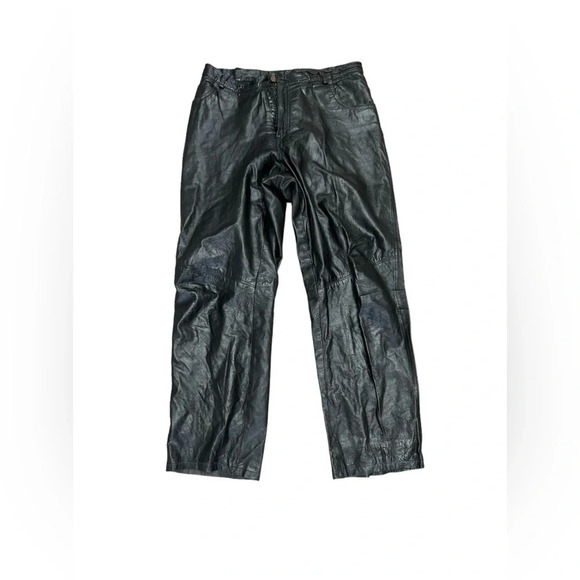 Women’s black leather lined pants - Picture 1 of 3